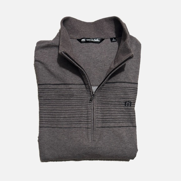 Travis Mathew Men's Size S Coffee Brown Smoke Signals 1/2 Zip Golf Sweatshirt - Picture 2 of 13